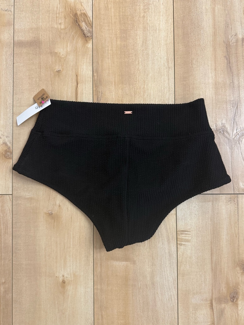 Victoria's Secret Black High-Waist Textured Swim Shorts - Picture 2 of 3